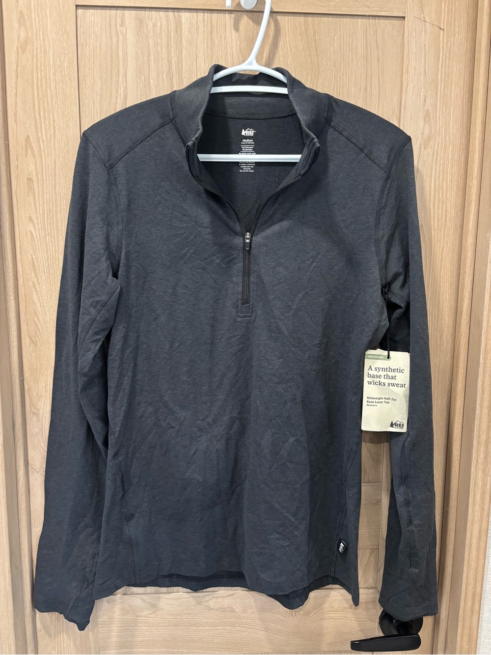 REI Womens Midweight Quarter Zip Pullover Shirt Base Layer M Hiking Gorpcore NEW